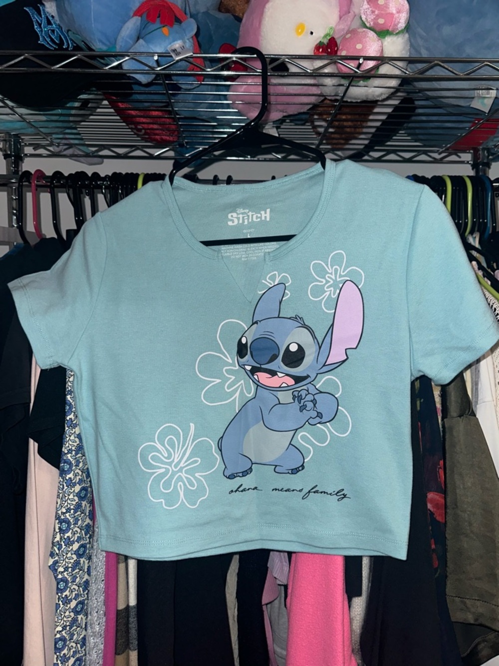 Disney Light Blue Lilo & Stitch Graphic Crop Tee